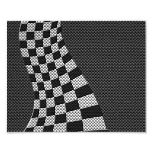 Carbon Fibre Style Racing Flag Wave Print