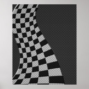 Carbon Fibre Style Racing Flag Wave Print