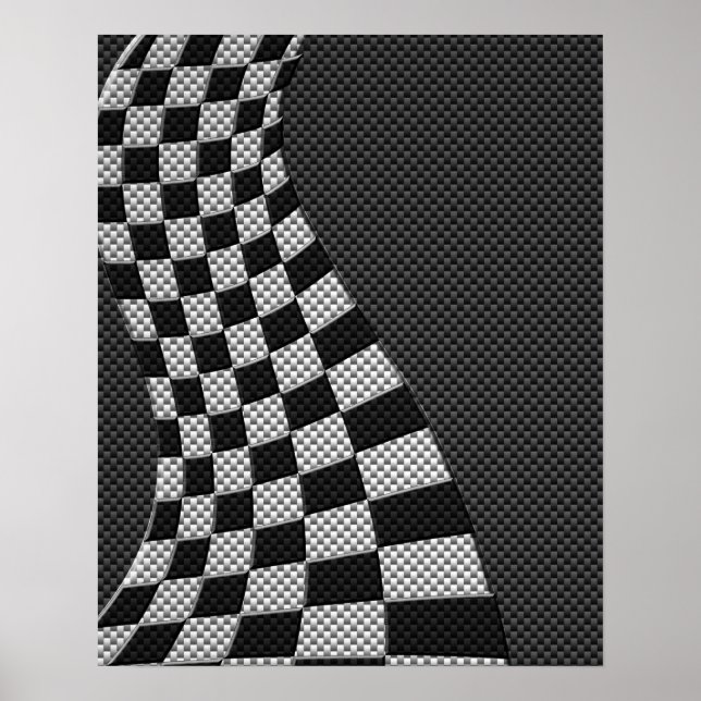 Carbon Fibre Style Racing Flag Wave Print (Front)