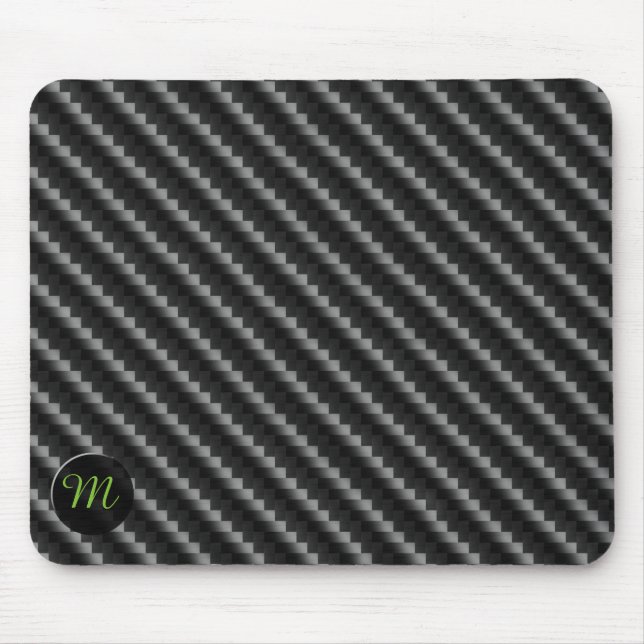 Carbon Fibre Style with Monogram Mouse Pad (Front)