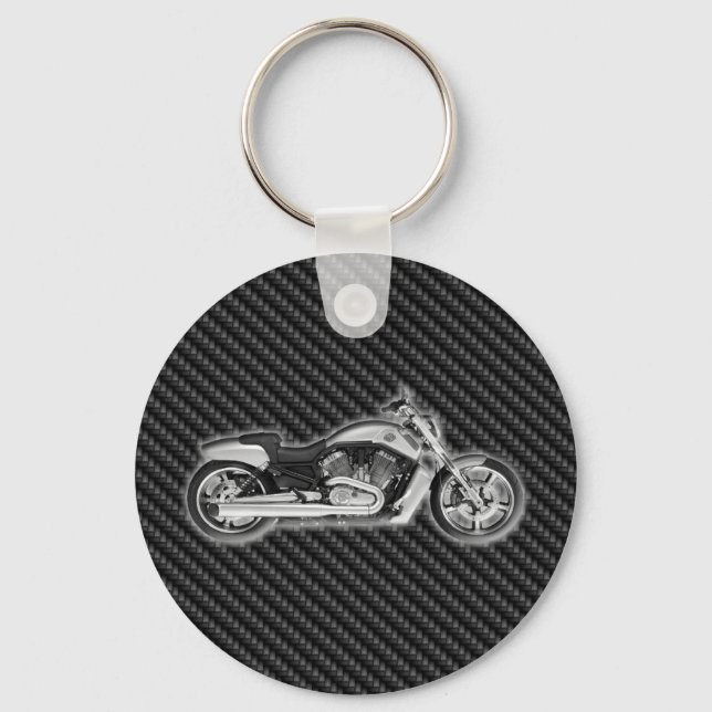 Carbon Harley Motorcycle 3D Fashion Accessory Keychain (Front)