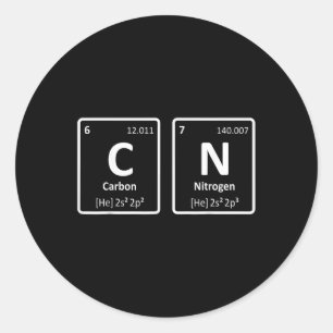 Carbon Nitrogen 67 Funny C N Periodic Table Elemen Classic Round Sticker