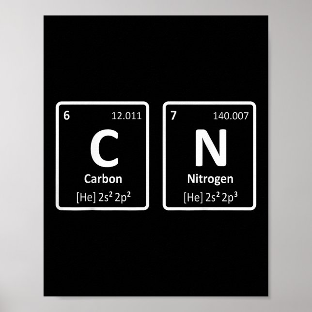 Carbon Nitrogen 67 Funny C N Periodic Table Elemen Poster (Front)