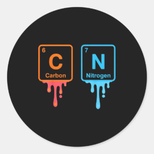 Carbon Nitrogen Science Design Fun Chemistry Lover Classic Round Sticker