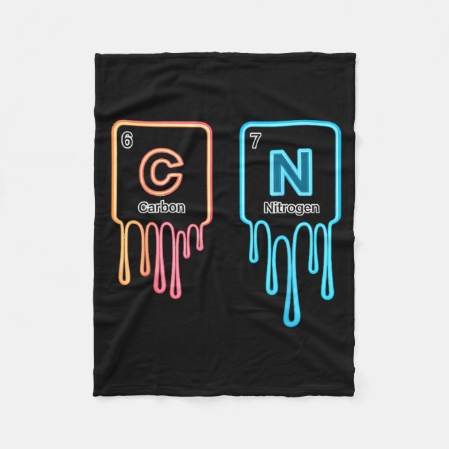 Carbon Nitrogen Science Design Fun Chemistry Lover Fleece Blanket (Front)