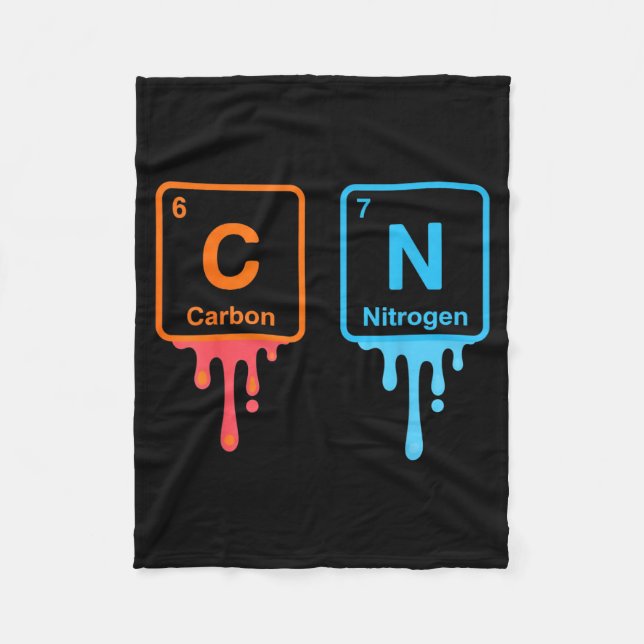 Carbon Nitrogen Science Design Fun Chemistry Lover Fleece Blanket (Front)