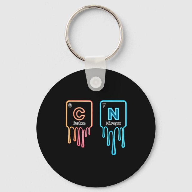 Carbon Nitrogen Science Design Fun Chemistry Lover Keychain (Front)