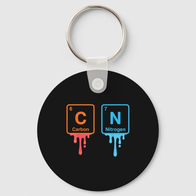 Carbon Nitrogen Science Design Fun Chemistry Lover Keychain (Front)