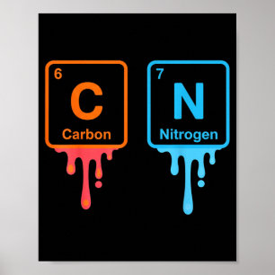 Carbon Nitrogen Science Design Fun Chemistry Lover Poster