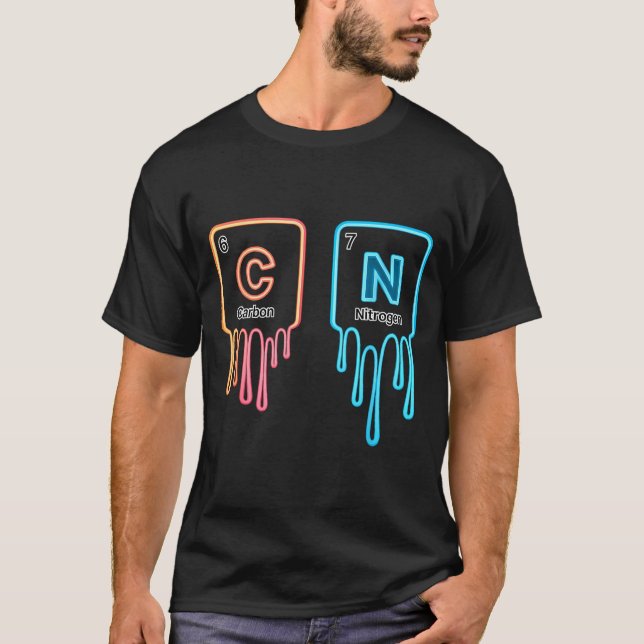 Carbon Nitrogen Science Design Fun Chemistry Lover T-Shirt (Front)