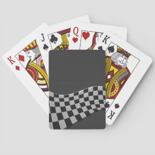 Carbon Style Racing Flag Wave Decor Playing Cards