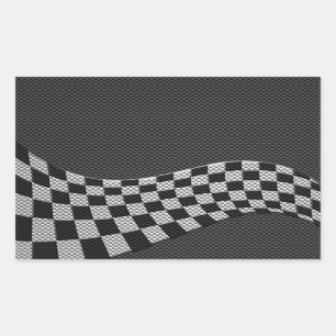 Carbon Style Racing Flag Wave Decor Sticker