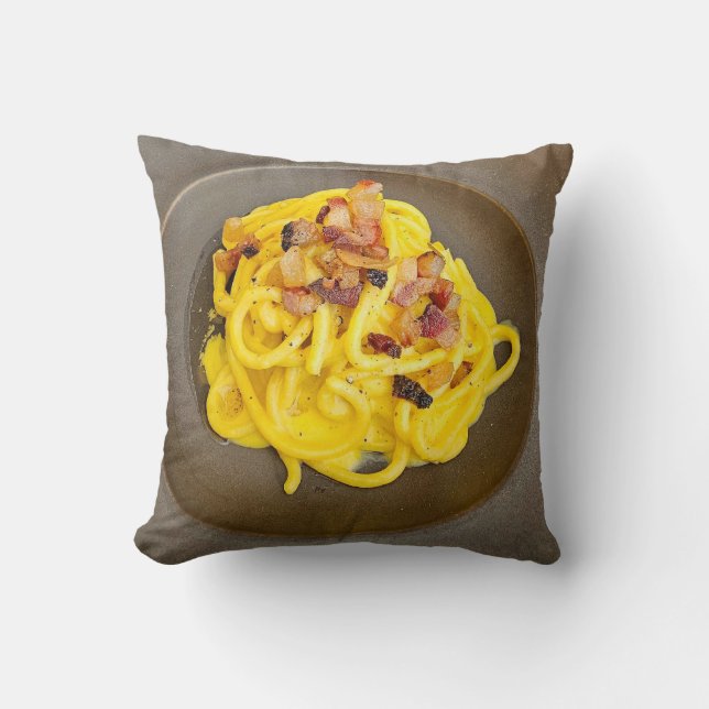 Carbonara pasta up close cushion (Front)
