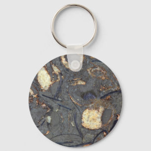 Carbonate rock with fossils keychain