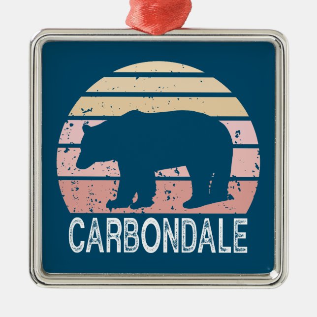Carbondale Colorado Retro Bear Metal Ornament (Front)
