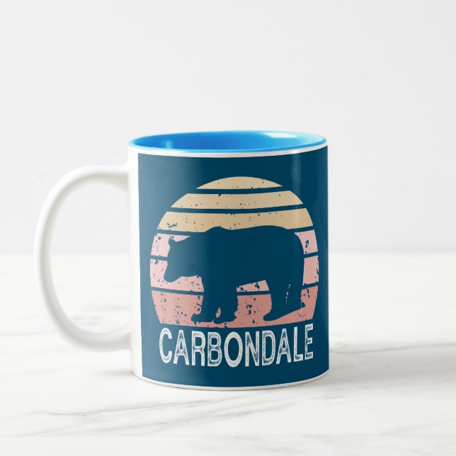 Carbondale Colorado Retro Bear Two-Tone Coffee Mug (Left)