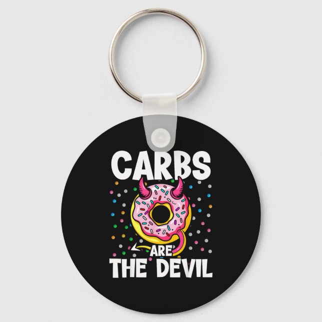 Carbs Are The Devil Funny Doughnut Diet New Year's Keychain (Front)