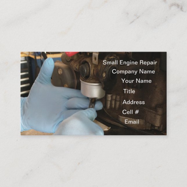 Carburettor Cleaning Repair Lawn Mower  Business Card (Front)