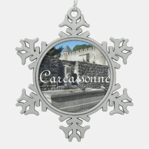 Carcassonne, France Snowflake Pewter Christmas Ornament