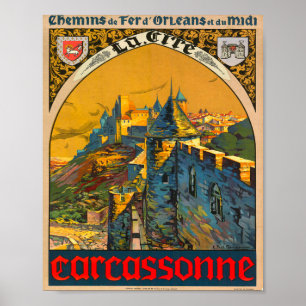 Carcassonne Vintage French Travel Poster