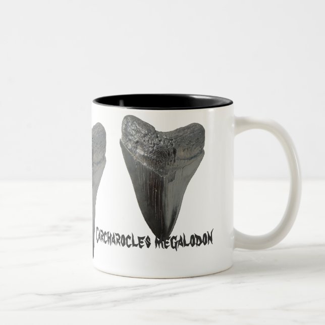 Carcharocles megalodon Tooth Two-Tone Coffee Mug (Right)