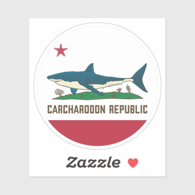 Carcharodon Republic California Flag White Shark (Sheet)