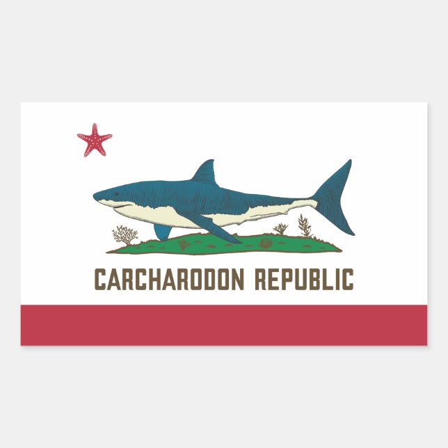 Carcharodon Republic California Flag White Shark Sticker (Front)