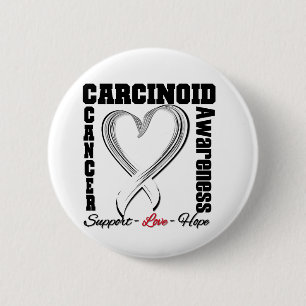 Carcinoid Cancer Awareness Heart Ribbon 2 Inch Round Button