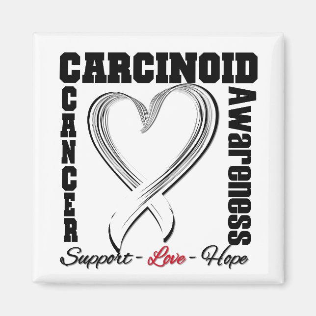 Carcinoid Cancer Awareness Heart Ribbon Magnet (Front)