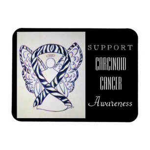 Carcinoid Cancer Awareness Ribbon Angel Magnet