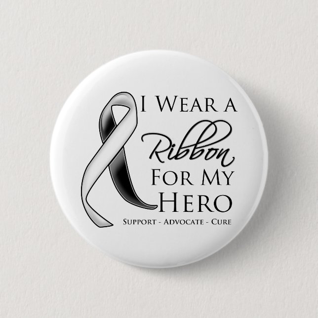 Carcinoid Cancer I Wear a Ribbon For My Hero 2 Inch Round Button (Front)