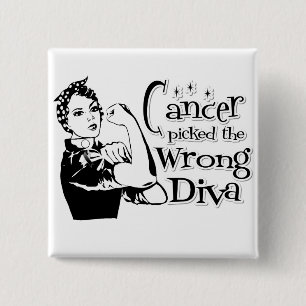 Carcinoid Cancer Picked The Wrong Diva 2 Inch Square Button