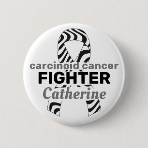 Carcinoid Cancer Ribbon White Button