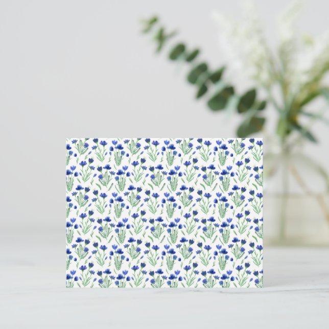 Card (10,8 x 14,2 cm) - Blue Floral Pattern (Standing Front)