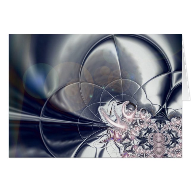 Card Abstract Art Silver And Pink Pearls (Front Horizontal)