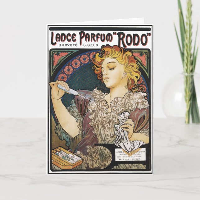 Card: Alphonse Mucha- Lance Parfum "Rodo" Holiday Card (Front)