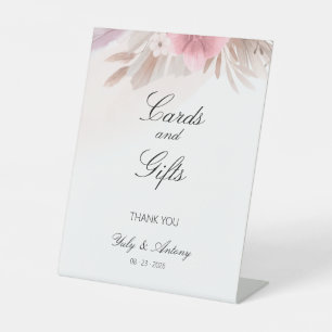 Card and Gift Elegant Pampas Boho Chick Rose Pedestal Sign