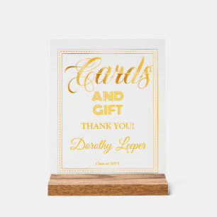 Card and Gift Golden touch Graduation Party Acrylic Sign