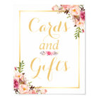 Card and Gifts | Floral Gold Frame Wedding Sign