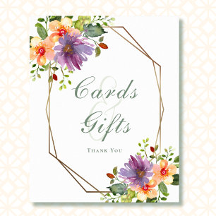 Card and Gifts Watercolor Floral Gold Octagon Poster