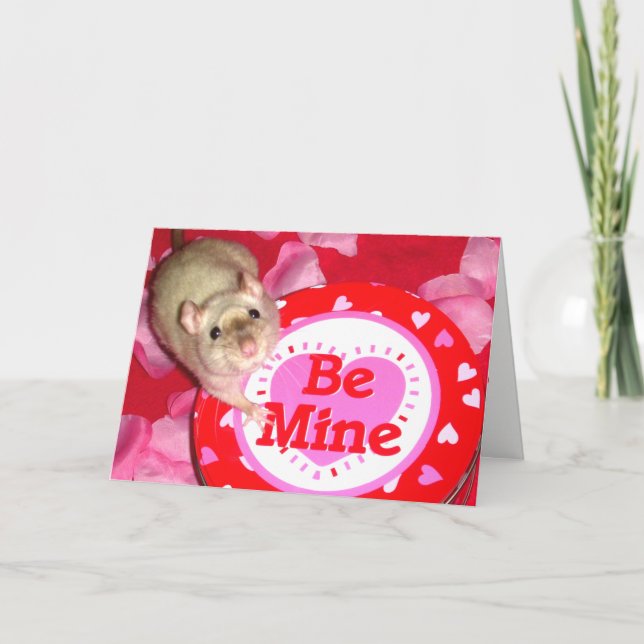 Card: "Be Mine" for rat lovers! Holiday Card (Front)