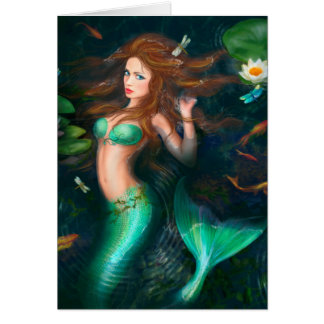 Card Beautiful mermaid in lake