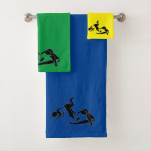 Card capoeira martial arts parabens birthday throw bath towel set