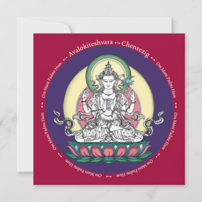CARD Chenrezig / Avalokiteshvara - with envelope (Front)