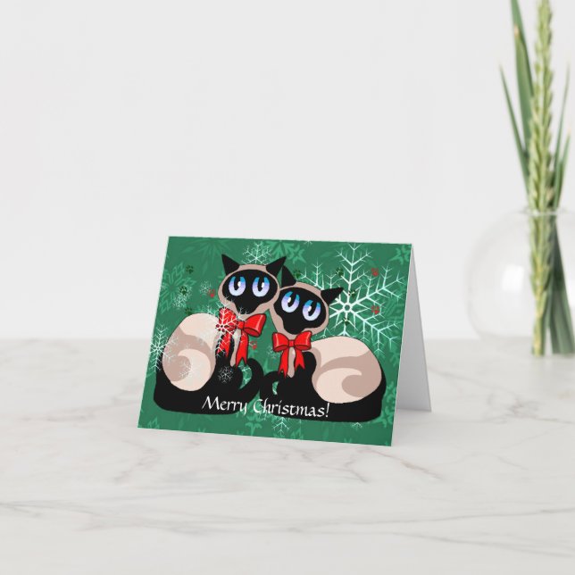 Card - Christmas Siamese Cats (Front)