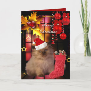 Card Christmas Xmas Cat Hat