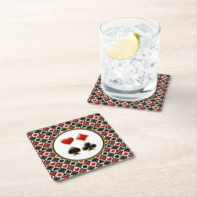 Card Deck Suits  Square Paper Coaster (Insitu)