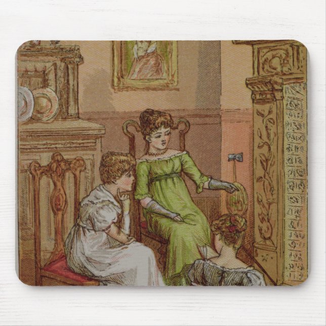 Card depicting a fireside scene mouse pad (Front)