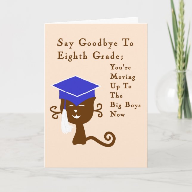 Card, Eighth Grade Graduation with Cool Cat Card (Front)