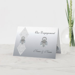 Card Engagement Wedding Save the Date Silver Lace